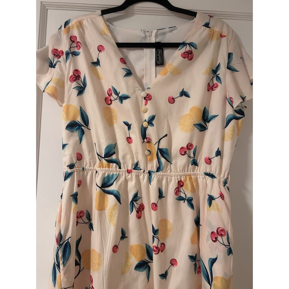 Voodoo Vixen Cherry Lemonade Swing Dress XXL Pinup Spring Summer 1950’s Pockets - Picture 10 of 16